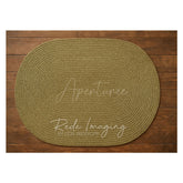 Aperturee - Aperturee Tan Oval Wooden Carpet Rubber Floor Mat For Photo